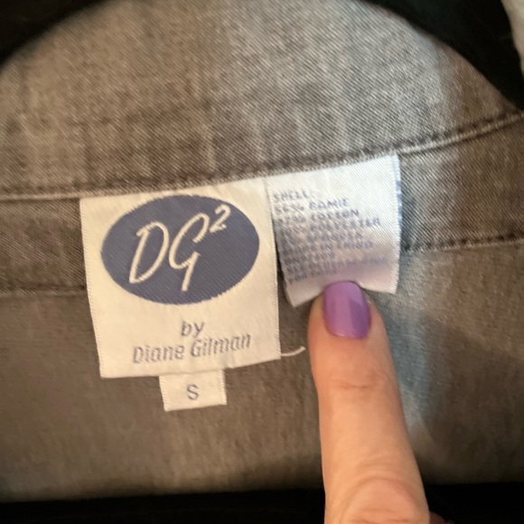 DG2 By Diane Gilman Gray Flower Denim Jacket - Picture 7 of 11